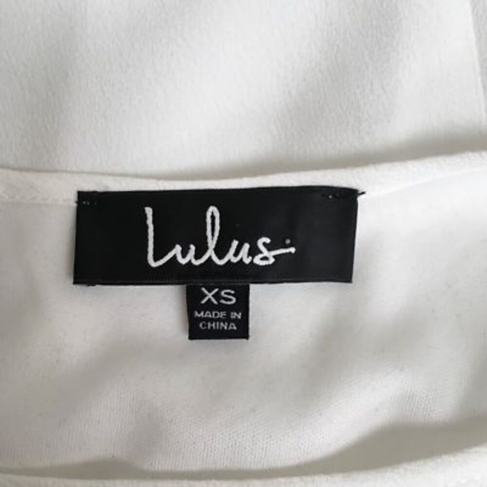 Lulus Womens A Line Dress White Blue Floral Scoop Short Sleeve Embroidered XS‎ - Picture 6 of 6